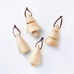 Studio McGee Set of 4 Wood Tree Ornaments